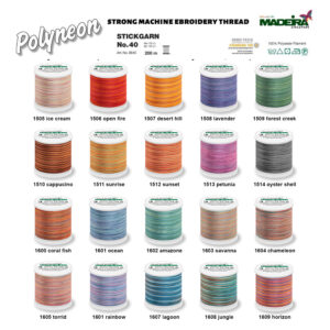 Polyneon 200m No.40 (Multi Colours Embroidery Thread) 20 Colours
